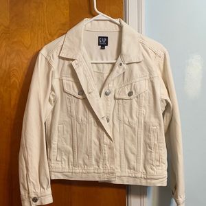 White cropped denim jacket